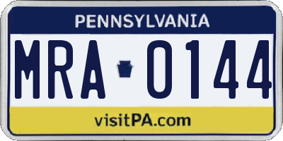 PA license plate MRA0144