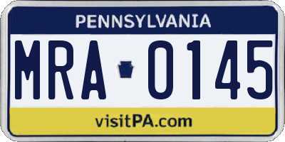 PA license plate MRA0145