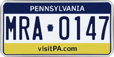 PA license plate MRA0147