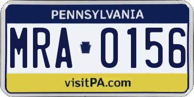 PA license plate MRA0156
