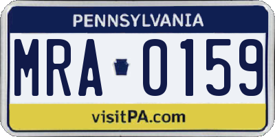 PA license plate MRA0159