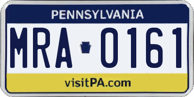 PA license plate MRA0161