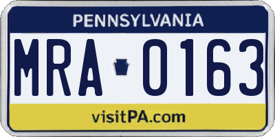 PA license plate MRA0163