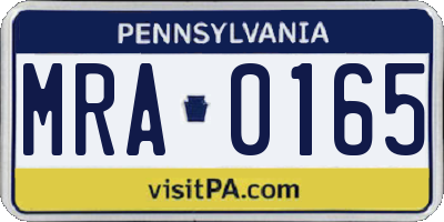 PA license plate MRA0165