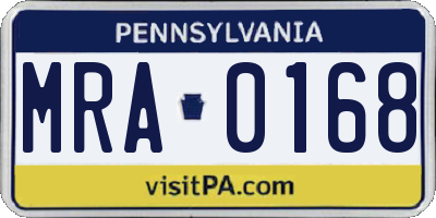 PA license plate MRA0168