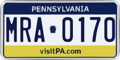 PA license plate MRA0170