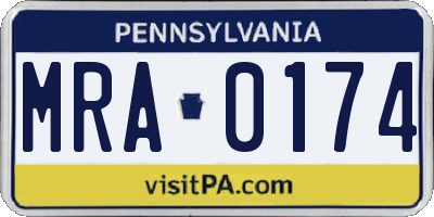 PA license plate MRA0174