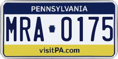 PA license plate MRA0175