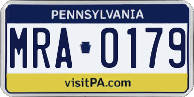 PA license plate MRA0179
