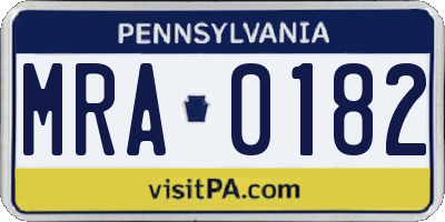 PA license plate MRA0182