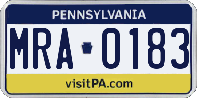 PA license plate MRA0183