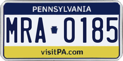 PA license plate MRA0185