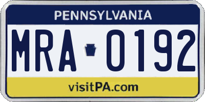 PA license plate MRA0192