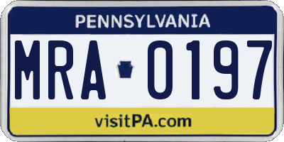 PA license plate MRA0197
