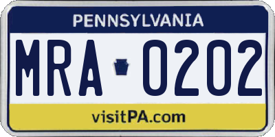 PA license plate MRA0202