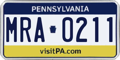 PA license plate MRA0211