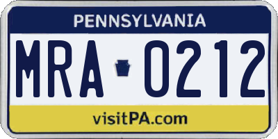 PA license plate MRA0212