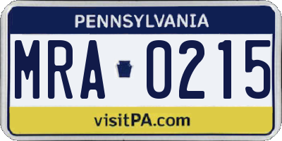 PA license plate MRA0215
