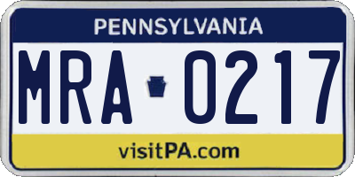 PA license plate MRA0217