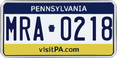PA license plate MRA0218