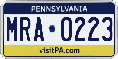 PA license plate MRA0223