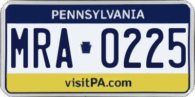 PA license plate MRA0225