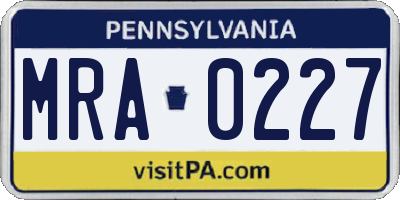 PA license plate MRA0227