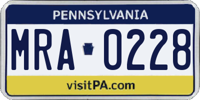 PA license plate MRA0228