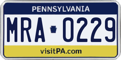 PA license plate MRA0229