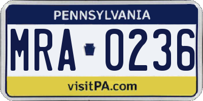 PA license plate MRA0236