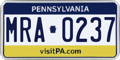 PA license plate MRA0237