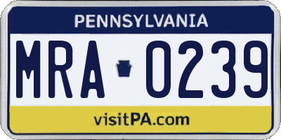 PA license plate MRA0239