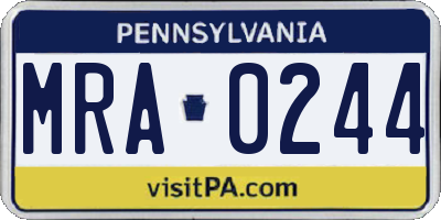 PA license plate MRA0244