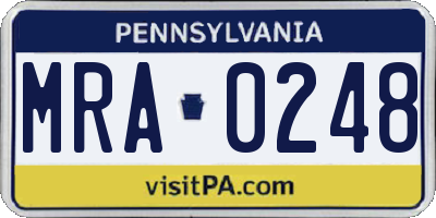 PA license plate MRA0248