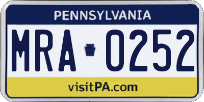 PA license plate MRA0252