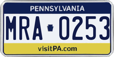 PA license plate MRA0253