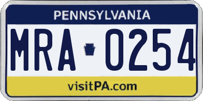 PA license plate MRA0254
