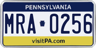 PA license plate MRA0256