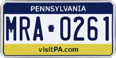 PA license plate MRA0261