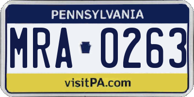 PA license plate MRA0263