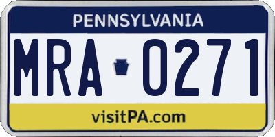 PA license plate MRA0271
