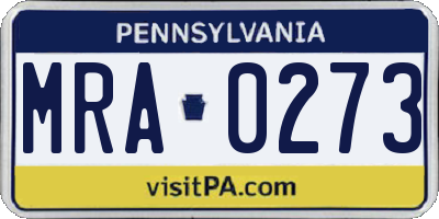 PA license plate MRA0273