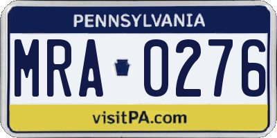 PA license plate MRA0276