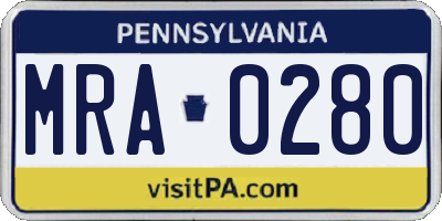 PA license plate MRA0280