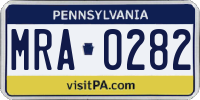 PA license plate MRA0282