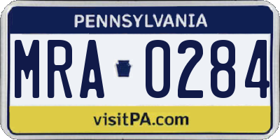PA license plate MRA0284