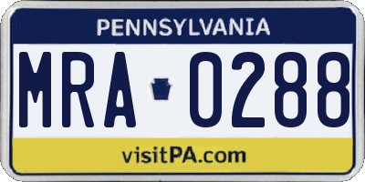 PA license plate MRA0288