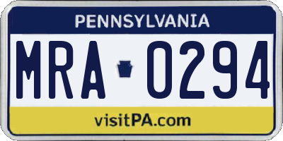 PA license plate MRA0294
