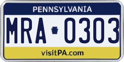 PA license plate MRA0303