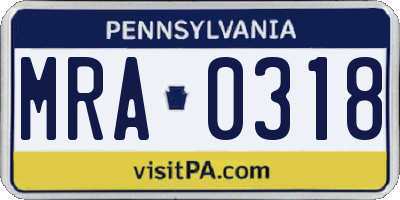 PA license plate MRA0318